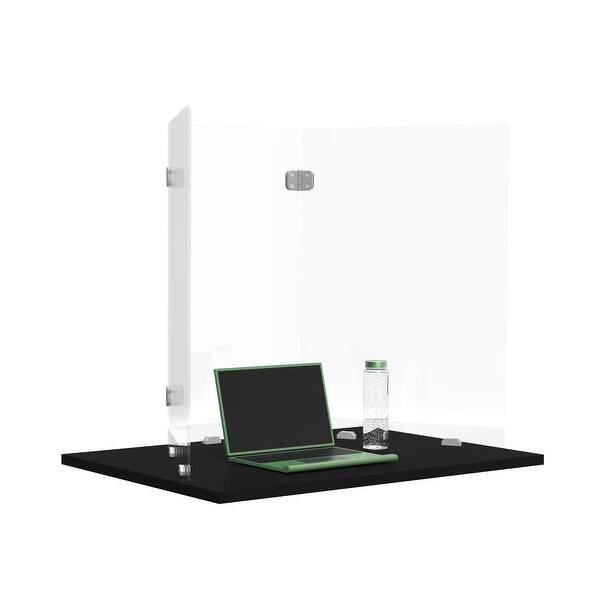 RECLAIM Trifold Acrylic Desk Shield 12" x 24" Freestanding, Clear